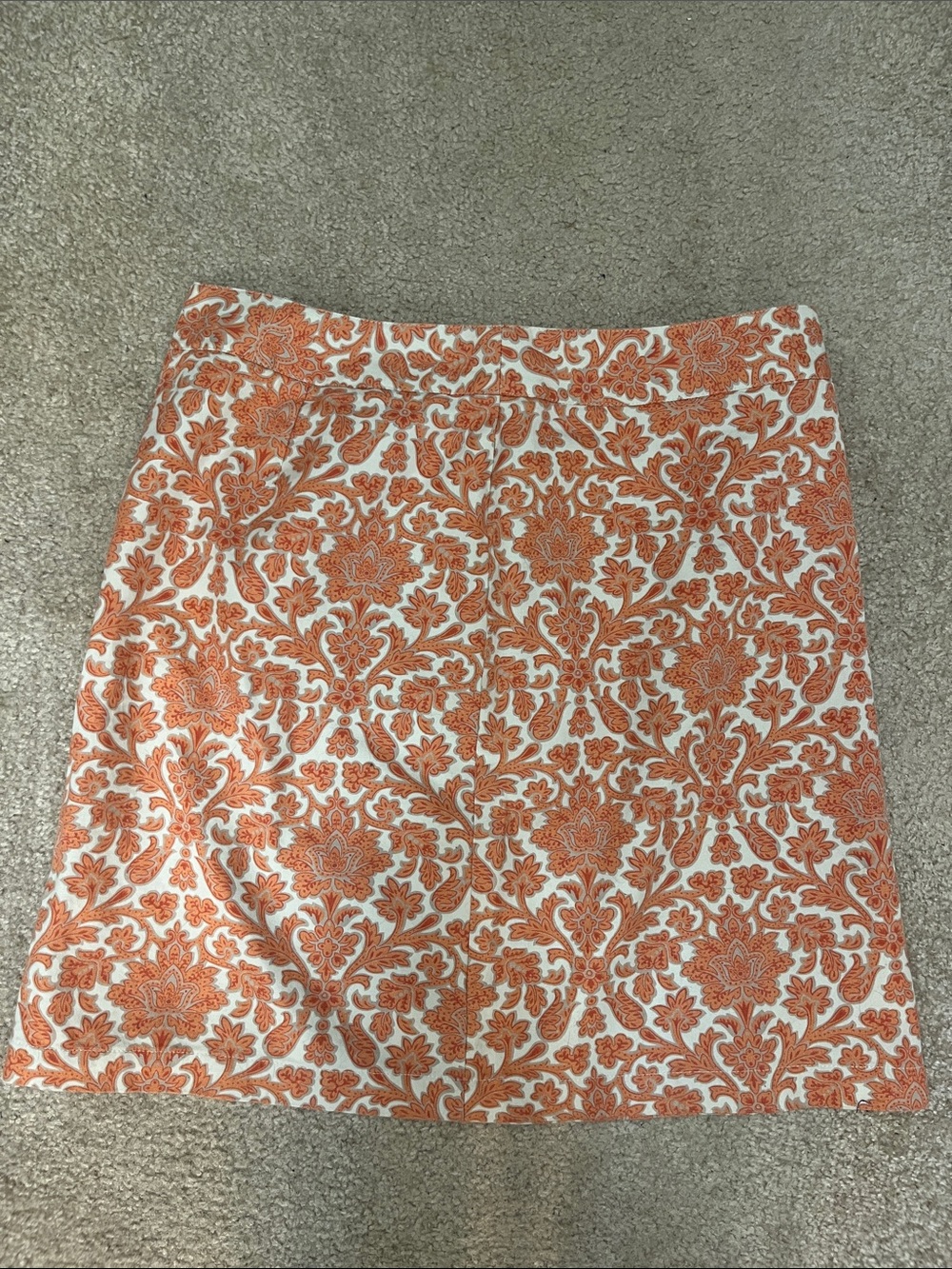 Talbots Cream and Orange Floral A-Line Skirt